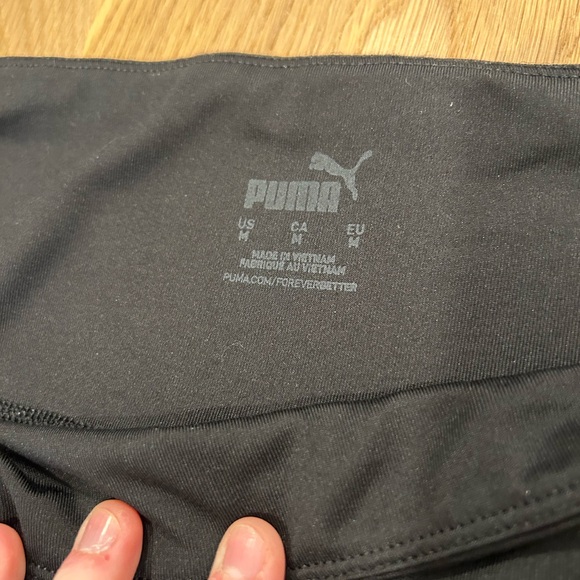 Puma Workout Set with White and Black Cropped Logo Tee with Black Puma Leggings - Picture 4 of 6